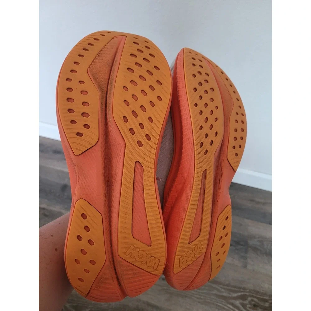 Hoka Mach 6 Mens Running Shoes Size 10.5 White Orange Athletic Sneakers #4